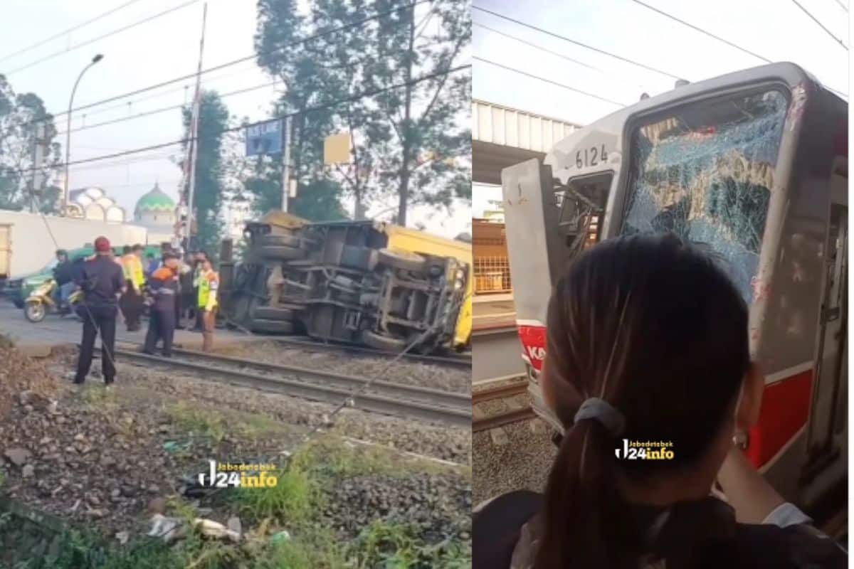 truk tabrak KRL