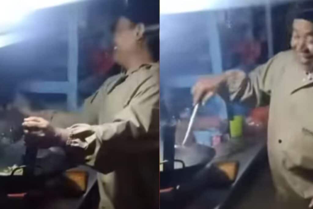 Viral! Tukang Nasi Goreng Tetap Jualan Meski Banjir Sudah Sampai Pinggang, Netizen: Demi Keluarga