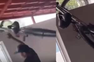 Panik! Maling Sepeda Ketahuan Pemilik, Langsung Panjat Tembok