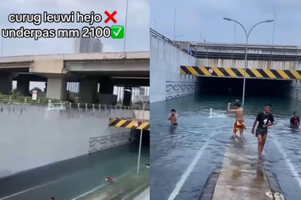Viral Penampakan Underpass MM2100 Bak Kolam Renang, Netizen: Airnya Jernih