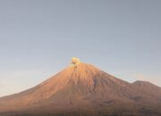 Status Waspada! Gunung Semeru Erupsi Beruntun, Kolom Abu Tebal Mengguyur Langit