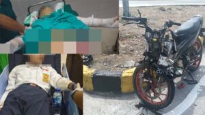 Terobos Traffic Light Bypass Sukomoro Nganjuk, Pemotor Emak-emak Luka Parah Tabrak Truk Bersama Putrinya