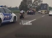 Pengendara Motor Wanita Nekat Masuk Tol Jakarta–Cikampek, Bikin Heboh
