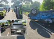 Ditabrak Avanza! Mobil Panther Terguling di Badan Jalan Jalur Pantura Pasuruan, Begini Kondisi Korban