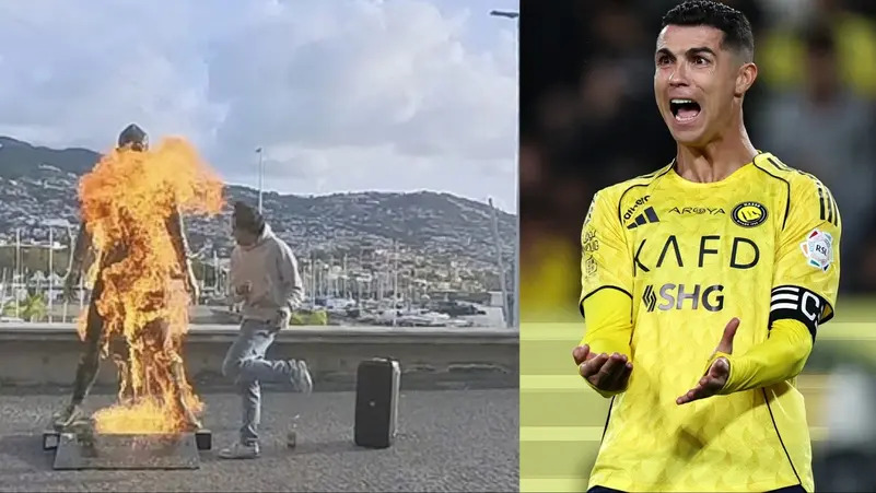 pembakaran patung Cristiano Ronaldo di Madeira
