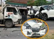 Tabrakan Adu Banteng Truk Mitsubishi vs Daihatsu Raize Warga Sukoharjo Tewas