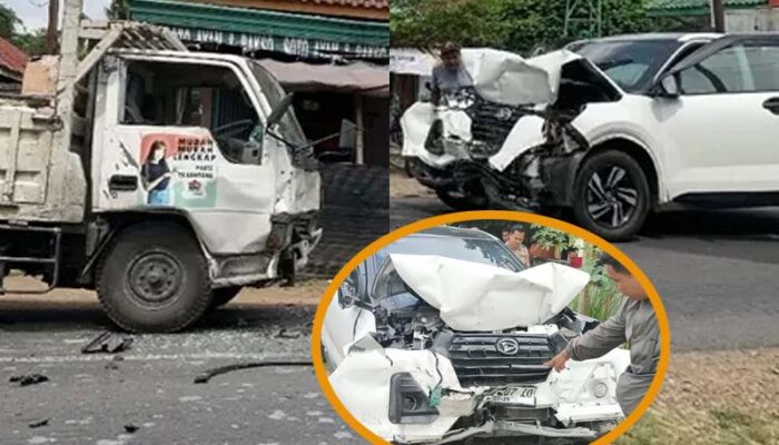 Tabrakan Adu Banteng Truk Mitsubishi vs Daihatsu Raize Warga Sukoharjo Tewas