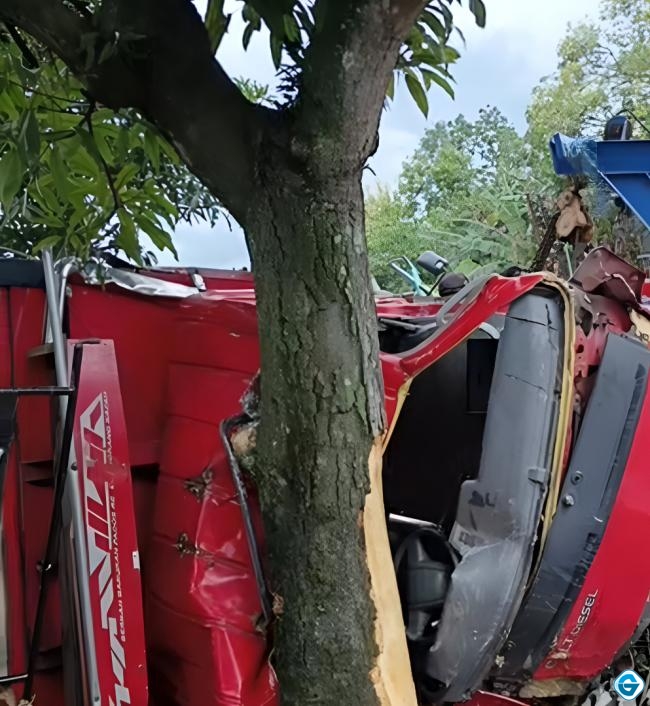 Kecelakaan Adu Banteng Truk Telur