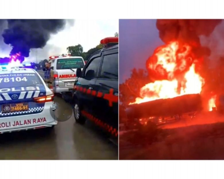 insiden truk tangki BBM di Tol Cipali arah Cirebon