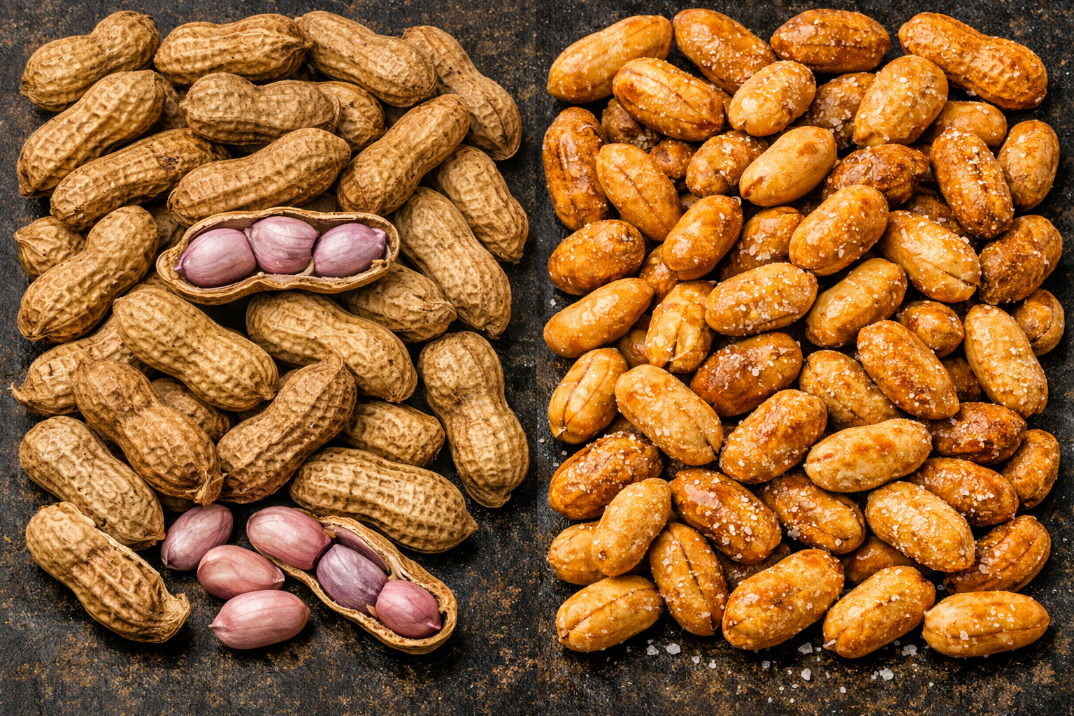 kacang rebus dan kacang panggang