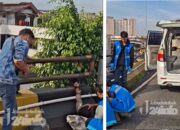 Diduga Hantam Lubang, Pengendara Motor Terpental di Flyover Ciputat hingga Luka