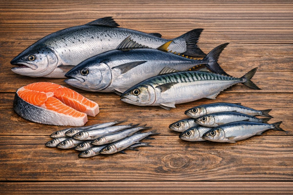 Ikan salmon, tuna, makarel, teri dan sarden