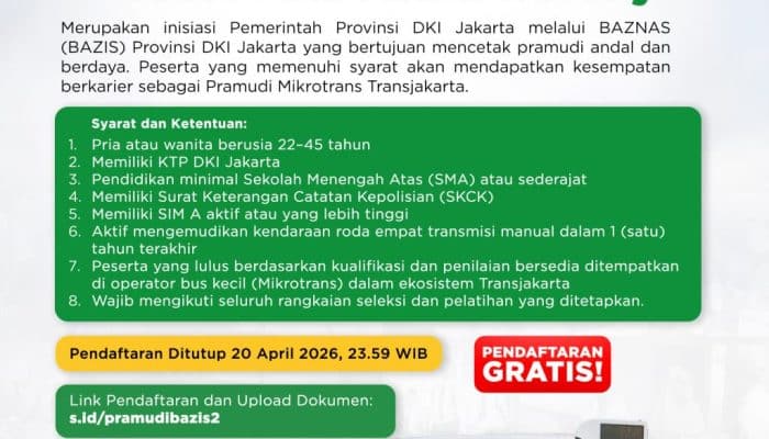 Pemprov DKI Jakarta Buka Lowongan 1.000 Sopir Mikrotrans Berdaya!
