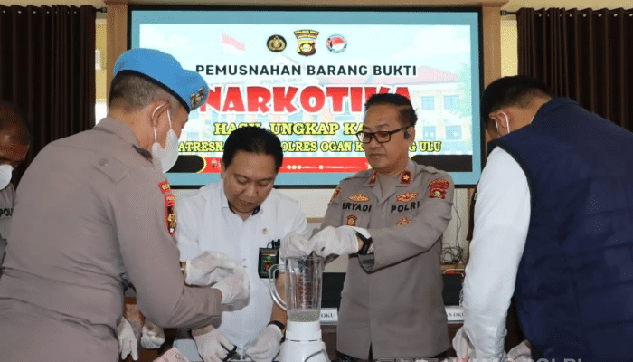 Polres OKU Musnahkan Barang Bukti Sabu, Ekstasi dan Ganja dari 17 Kasus Narkotika