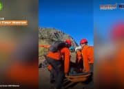 Dramatis! Pendaki Malaysia yang Cedera di Gunung Rinjani Akhirnya Dievakuasi Pakai Helikopter