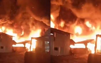 kebakaran gudang oli di Jakarta Utara