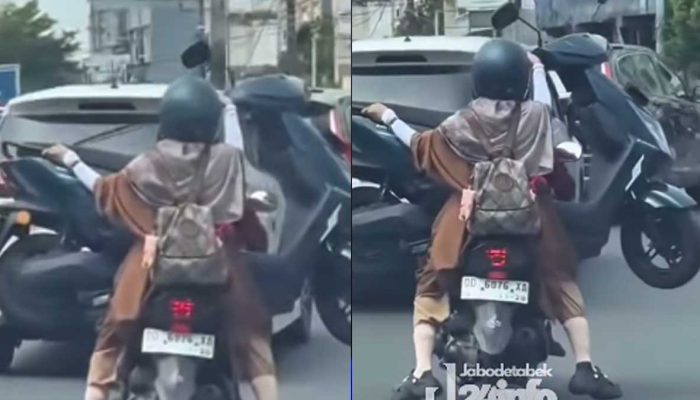 Aksi Emak-Emak Pangku Sepeda Motor di Makassar Disorot Netizen