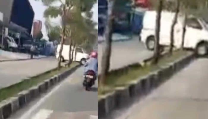 Mobil MBG Nyangkut di Separator GDC Depok jadi Perhatian Pengguna Jalan