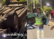 Taksi Online Terbalik di Jakarta Pusat, Penyebab Belum Diketahui