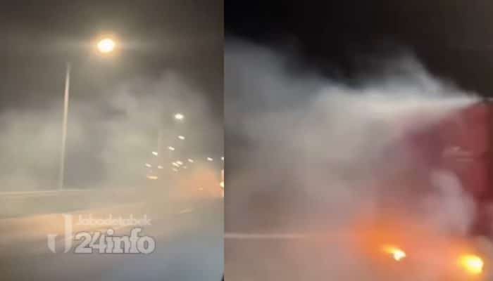Truk Boks Ekspedisi Diduga Alami Masalah Kopling di Tol Cipularang, Kepulkan Asap Pekat