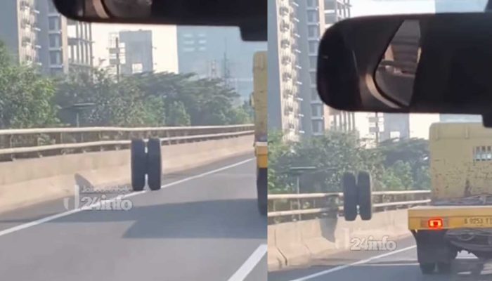 Viral! Ban Truk Terlepas di Jalan Tol hingga Menggelinding, Respon Sopir Gercep