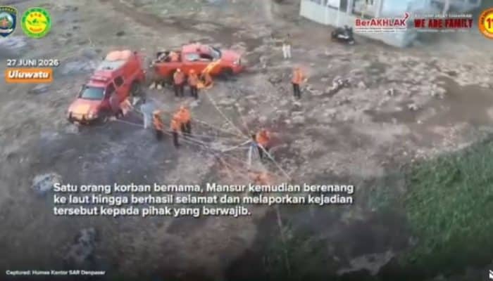 3 Buruh Proyek Terjebak Air Pasang di Bawah Tebing Uluwatu, Evakuasi Dramatis Berakhir Selamat
