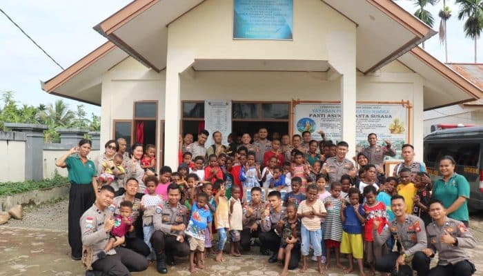 Sambut Hari Bhayangkara ke-80, Satgas Ops Damai Cartenz Datangi Panti Asuhan, Bawa Bantuan dan Tebar Kebahagiaan