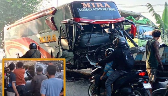 Kecelakaan Maut Bus Mira vs Innova Pengemudi warga Kediri Tewas Terjepit di Ruang Kemudi