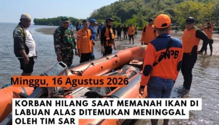 Tim SAR Temukan Korban Hilang Saat Memanah Ikan di Perairan Labuan Alas