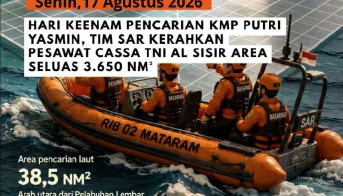 Hari Keenam Pencarian KMP Putri Yasmin, Tim SAR Perluas Penyisiran Lewat Udara, Laut dan Darat